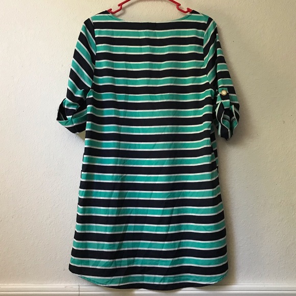 EVERLY Striped Short Tab Sleeve Shift Dress Medium - Picture 2 of 13